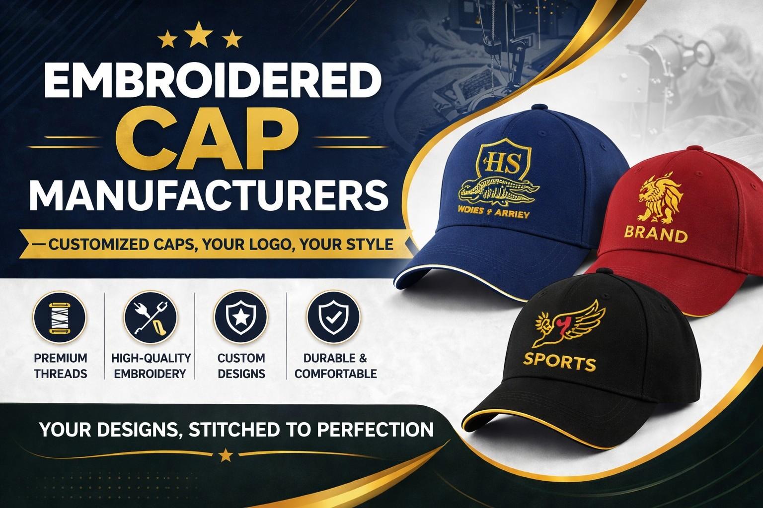 Embroidered cap manufacturer in Russia | Custom embroidered caps supplier | Personalized logo caps for businesses in Moscow | Premium embroidered caps for marketing