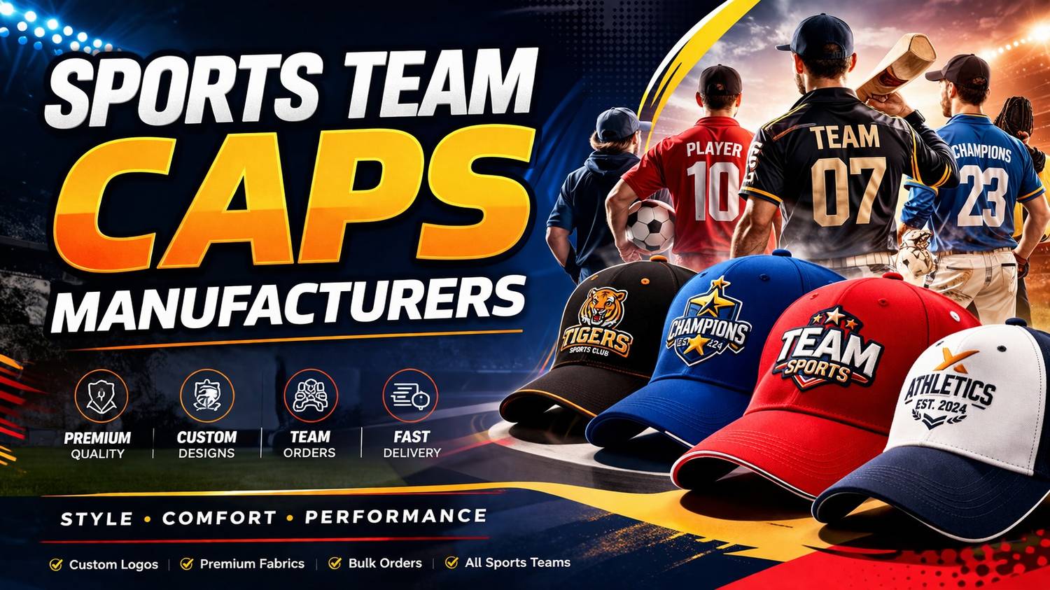 Custom Sports Team Cap by Anika Cap Manufacturer in Rajouri Garden
