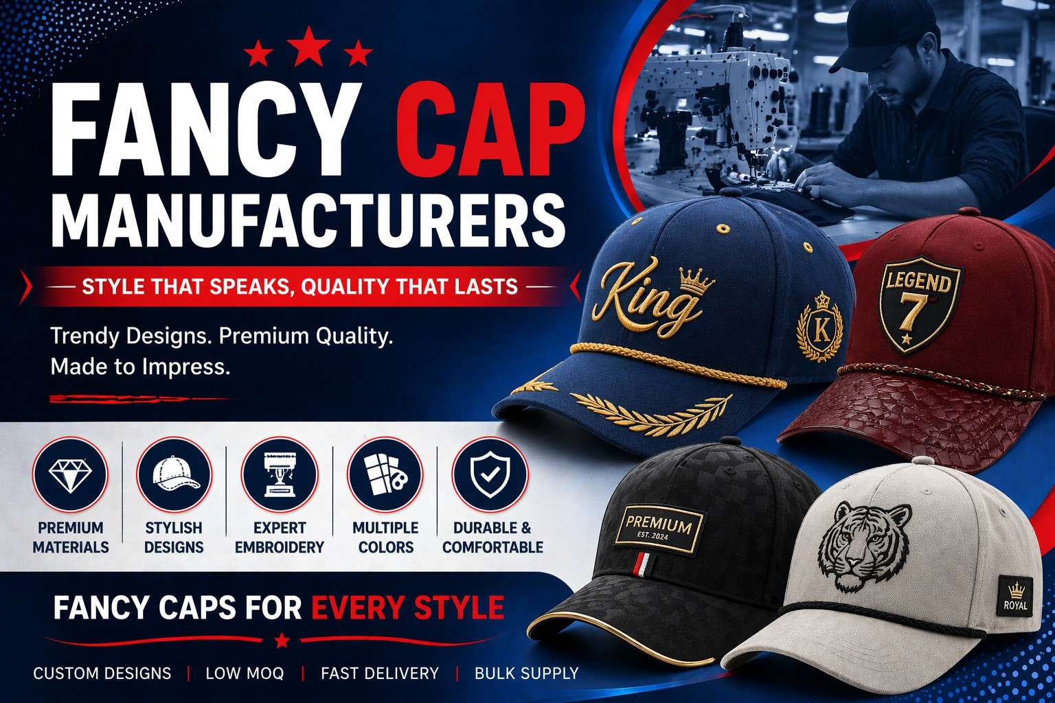 Stylish Fancy Cap by Anika Cap Manufacturer in Imphal
