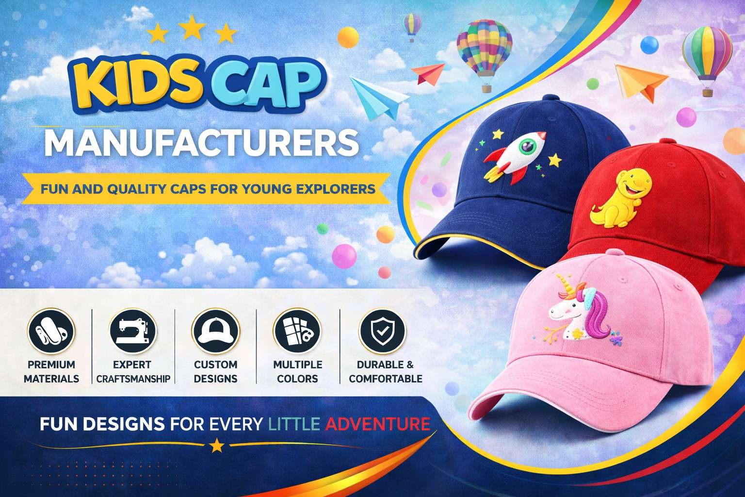 High-quality Kids Cap by Anika Cap Manufacturer in Rewari