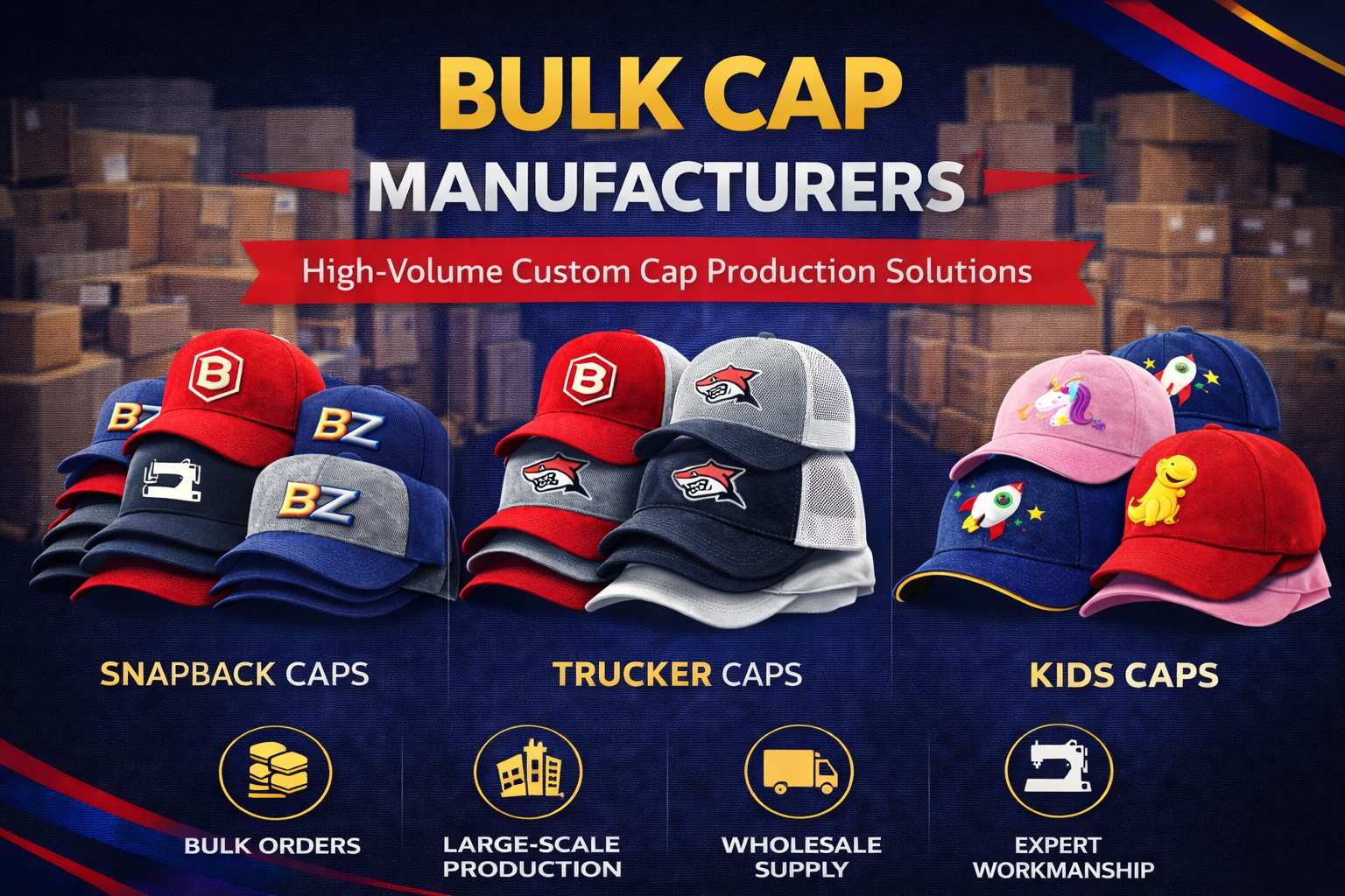 High-quality bulk caps manufactured by Anika Cap Manufacturer