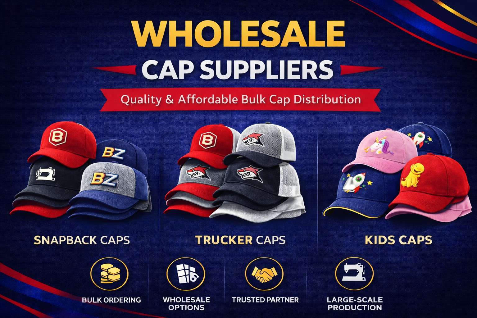 High-quality wholesale caps supplied by Anika Cap Manufacturer
