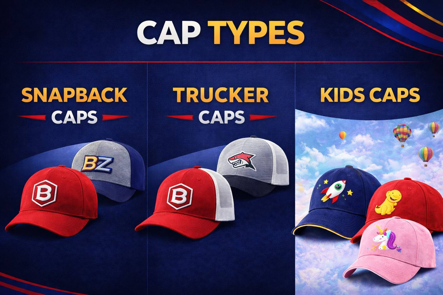 Various Cap Types by Anika Cap Manufacturer in Bareilly